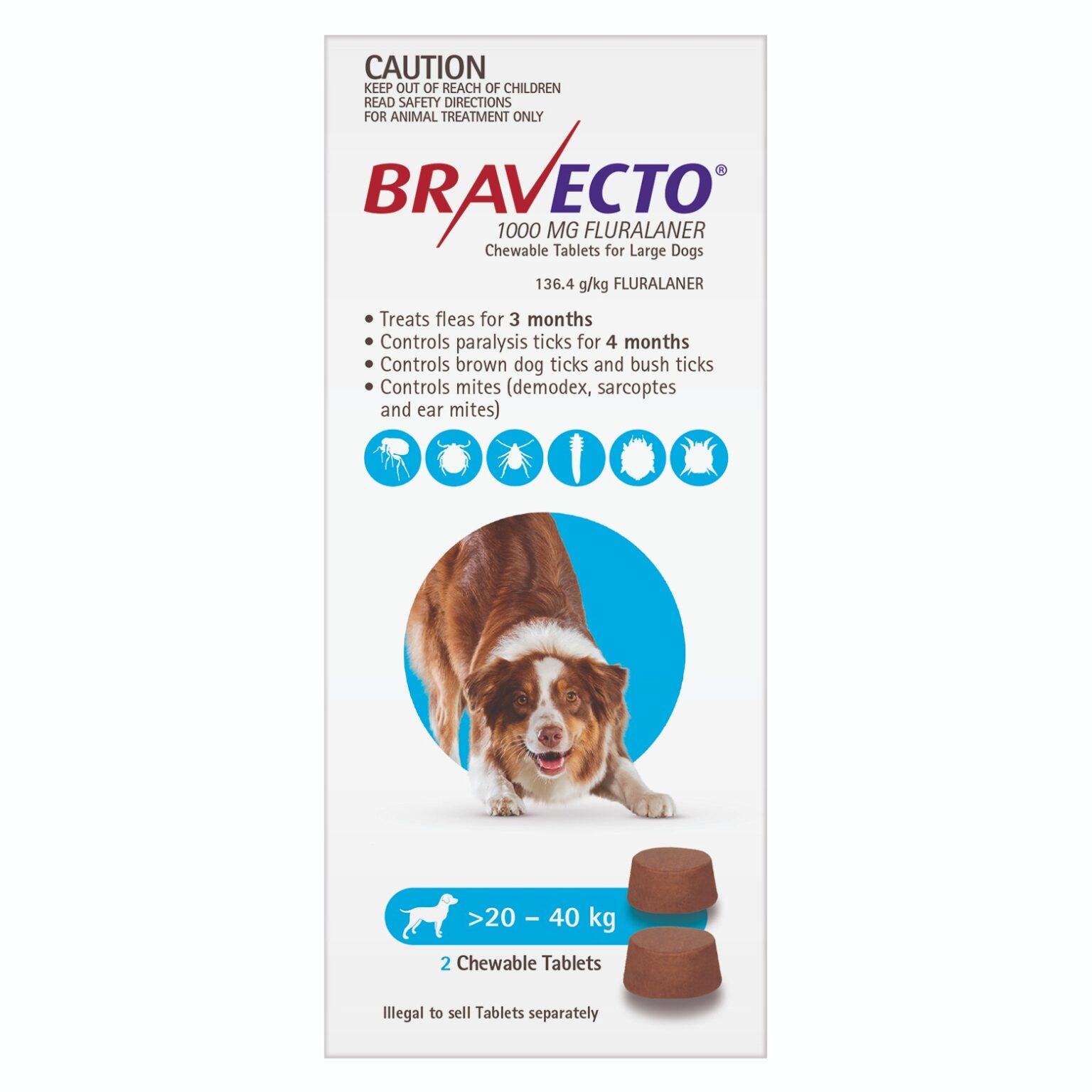 Buy Bravecto Blue Chew For Large Dogs 2 Pack The House Call Vet Shop