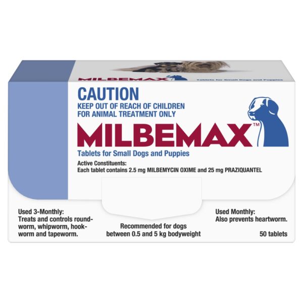 Milbemax Allwormer Tablets for Small Dogs & Puppies (0.5-5kg) - 50 Pack